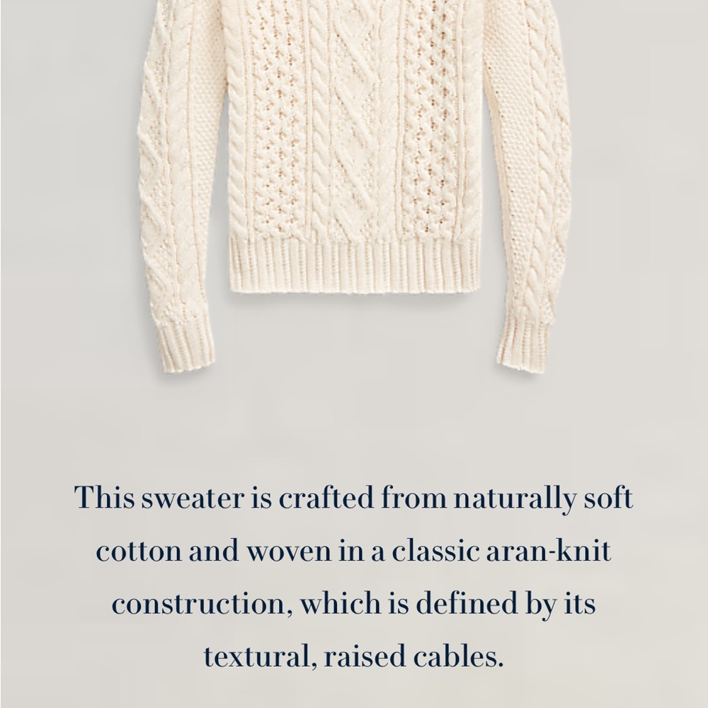Polo Cream Cable Knit Sweater - Picture 4 of 8